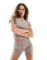 Фото #1 товара COLLUSION pointelle booty short co-ord in grey