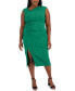 ფოტო #4 პროდუქტის Plus Size Asymmetrical-Neck Midi Dress
