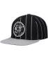 ფოტო #4 პროდუქტის Men's Black, Gray Brooklyn Nets Hardwood Classics Pinstripe Snapback Hat