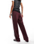 Фото #4 товара ONLY side panel wide leg track pant in burgundy