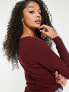 Фото #4 товара ASOS DESIGN Tall knitted top with scoop neck with rib bust detail in dark red