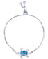 ფოტო #1 პროდუქტის Lab-Created Blue Opal Turtle Bolo Bracelet in Sterling Silver