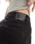 Stradivarius ripped denim short in black wash