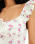 ASOS DESIGN milkmaid cami top with tie detail in ditsy print