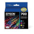 Epson 702 Black C/M/Y 4pk Combo Ink Cartridges - Black Cyan Magenta Yellow