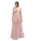 Floral Scarf Tie One-Shoulder Tulle Dress with Long Full Skirt