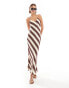 Фото #2 товара ASOS DESIGN satin halter back detail maxi dress in stripe