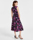 ფოტო #2 პროდუქტის Women's Printed Twist-Neck Extended-Cap-Sleeve Dress