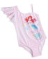 Фото #1 товара Little Girls The Little Mermaid One-Shoulder One-Piece Swimsuit