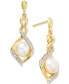 ფოტო #1 პროდუქტის Cultured Freshwater Pearl (7 mm) & Cubic Zirconia Twist Drop Earrings in 14k Two-Tone Gold-Plated Sterling Silver