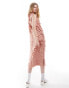 Фото #3 товара Ghospell textured midaxi dress in dusty pink