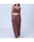 Фото #4 товара Women's Purple Shimmery Pleated Skirt and Embellished Crop Top Set