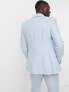 ASOS DESIGN super skinny suit jacket in linen mix in puppytooth check in blue