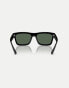 Ray-Ban warren rectangle sunglasses in black with green lens in black