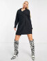 Фото #3 товара Trendyol wrap front mini shirt dress in black