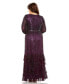 ფოტო #2 პროდუქტის Women's Plus Size Beaded Faux Wrap Puff Sleeve Ruffle Tiered Gown