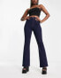 ASOS DESIGN sculpting super stretch flare jeans in dark blue