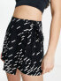 ASOS DESIGN wrap tie skort in mono print