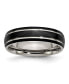 ფოტო #1 პროდუქტის Titanium Polished Black IP-plated Grooved Wedding Band Ring