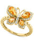 ფოტო #1 პროდუქტის EFFY® Yellow Sapphire (1-1/5 ct. t.w.) & Diamond (1/5 ct. t.w.) Butterfly Ring in 14k Gold