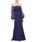 Фото #1 товара Off-The-Shoulder Mesh-Sleeve Gown