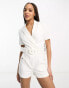 Фото #4 товара Morgan tuxedo playsuit with belt detail in white