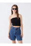 LCW Casual Straplez Düz Crop Kadın Bluz