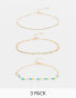 Фото #2 товара Браслеты Topshop – набор из 3-х браслетов в золотом исполнении со жемчужинами