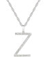 ფოტო #1 პროდუქტის Diamond Initial 18" Pendant Necklace (1/6 to 1/3 ct. t.w.) in 14k White Gold