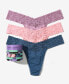 Фото #1 товара Women's Holiday 3 Pack Supima Cotton Original Rise Thong Underwear