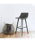 Faux Leather Bar Stool in Gray with Black Legs