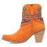 Dingo Bandida Paisley Studded Round Toe Cowboy Booties Womens Orange Casual Boot