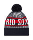 Фото #3 товара Men's Navy Boston Red Sox Striped Cuffed Knit Hat with Pom