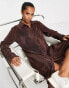 Фото #3 товара Lola May Petite plisse midaxi shirt dress in chocolate brown