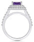 ფოტო #3 პროდუქტის Amethyst and Diamond Accent Halo Ring in 14K White Gold