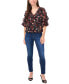 ფოტო #3 პროდუქტის Petite V-Neck Floral-Print 3/4-Sleeve Top