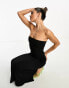 ASOS DESIGN bandeau maxi dress with split hem in black