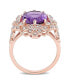 ფოტო #3 პროდუქტის Amethyst (4 ct. t.w.) and Diamond (1/4 ct. t.w.) Floral Vintage Cocktail Ring in 14k Rose Gold