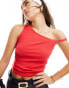 Cotton On twist off shoulder crop top in red