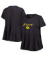 ფოტო #1 პროდუქტის Women's Black Iowa Hawkeyes Willow Ruffle-Bottom T-shirt