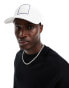 Armani Exchange linear box logo baseball cap in off white