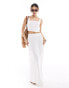 River Island linen crop top co-ord in white