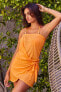 BECCA by Rebecca Virtue Mock Sarong Dress Cover-Up Orange Burst Size LG 306485