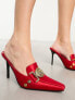 Jeffrey Campbell Liona heeled mule with hardware in red