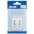 MILAN Blister Pack 2 Bevelled Nata® Erasers