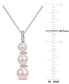 Фото #4 товара Macy's cultured Freshwater Pearl (6 - 8-1/2mm) & Diamond (1/20 ct. t.w.) Graduated Pendant Necklace in Sterling Silver