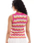 Y.A.S chevron fine crochet tank top in pink and orange stripe Разноцветный, S - фото #4