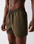 Фото #1 товара Bershka basic swimshort in khaki