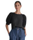 ფოტო #1 პროდუქტის Women's Mixed-Media Chiffon Puff-Sleeve Top