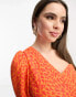 Collective the Label Petite exclusive one shoulder mini dress in orange heart print Orange/rotes Herz, 34 - фото #3